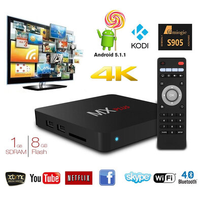 MX Plus Amlogic S905 Smart TV Box, 4K Android 5.1.1 Quad Core 1G / 8G WIFI DLNA потокового TV Box
MX Plus Amlogic S905 Smart TV Box, 4K Android 5.1.1 Quad Core 1G / 8G WIFI DLNA потокового TV Box