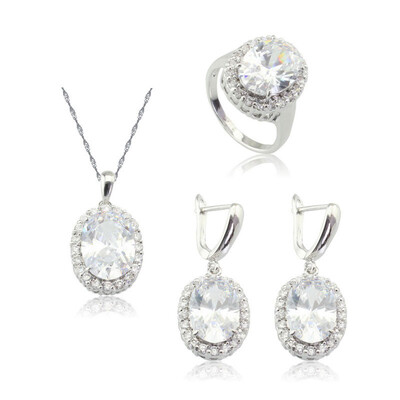 Oval White Stone Silver Plated Jewelry Sets for Women Necklace Dangle Earrings Ring Six Colors Available Free Jewelry Box
Oval White Stone Silver Plated Jewelry Sets for Women Necklace Dangle Earrings Ring Six Colors Available Free Jewelry Box