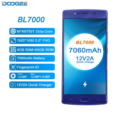 DOOGEE BL7000 4GB64GB ROM Android 70 MTK6750T Octa-Core 15GHz 55 FHD Smartphone 3 Cameras 130MP130MP 7060mAh 12V 2A
DOOGEE BL7000 4GB64GB ROM Android 70 MTK6750T Octa-Core 15GHz 55 FHD Smartphone 3 Cameras 130MP130MP 7060mAh 12V 2A
