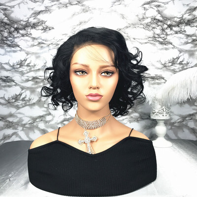 T-top Hair Big Curl Side Part Human Hair Lace Front Wig Short Curly 130 Density Glueless Wig With Baby Hair And Natural Hairline
T-top Hair Big Curl Side Part Human Hair Lace Front Wig Short Curly 130 Density Glueless Wig With Baby Hair And Natural Hairline