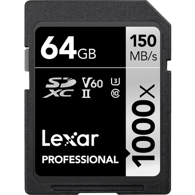 Lexar 64GB read 150MBs write 90MBs SDXC UHS-II U3 V60 SD high speed memory card 1000x MLC particles
Lexar 64GB read 150MBs write 90MBs SDXC UHS-II U3 V60 SD high speed memory card 1000x MLC particles