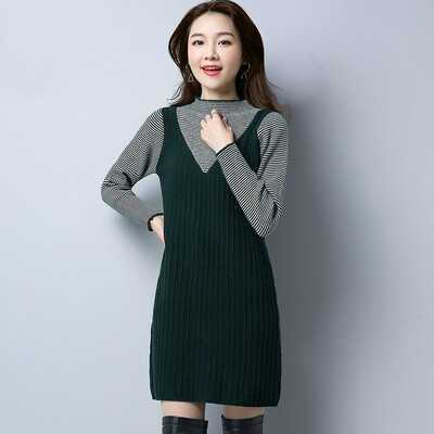 A Tang Chen 2018 autumn&winter new womens Korean version of the long-sleeved half-high collar fake two-piece suit skirt elegant lady dress S74F0180LA20M dark green
A Tang Chen 2018 autumn&winter new womens Korean version of the long-sleeved half-high collar fake two-piece suit skirt elegant lady dress S74F0180LA20M dark green