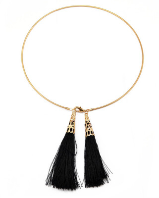 New Fashion Gold Torque Black Long Thread Tassel Pendant Necklace women jewelry
New Fashion Gold Torque Black Long Thread Tassel Pendant Necklace women jewelry