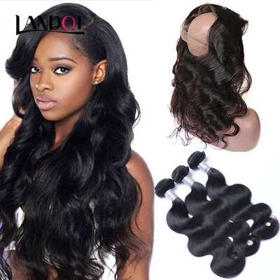 8A 360 Lace Frontals Closures With 3 Bundles Indian Body Wave Virgin Human Hair Weaves 4Pcs Lot Natural Black Remy Hair Extensions
8A 360 Lace Frontals Closures With 3 Bundles Indian Body Wave Virgin Human Hair Weaves 4Pcs Lot Natural Black Remy Hair Extensions