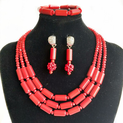 Colorful Imitation Red Coral Dubai Jewelry African Beads Necklace Earrings Bracelet Set Nigerian Bridal Clothing Wedding Jewelry
Colorful Imitation Red Coral Dubai Jewelry African Beads Necklace Earrings Bracelet Set Nigerian Bridal Clothing Wedding Jewelry