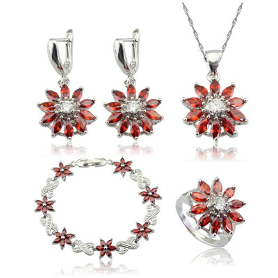 Fashion Flower Red Stone Silver Plated Jewelry Sets for Women Two Colors Available Free Jewelry Box
Fashion Flower Red Stone Silver Plated Jewelry Sets for Women Two Colors Available Free Jewelry Box