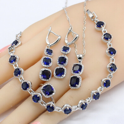 Square Dark Blue Sapphire 925 Silver Jewelry Sets For Women Necklace Pendant Bracelets Long Earrings Rings
Square Dark Blue Sapphire 925 Silver Jewelry Sets For Women Necklace Pendant Bracelets Long Earrings Rings