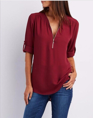Plus Size XS-5XL Women Sexy Deep V Neck Chiffon Zipper Shirt Ladies Fashion Casual Long Sleeves Tops Loose Long Shirt Blouse
Plus Size XS-5XL Women Sexy Deep V Neck Chiffon Zipper Shirt Ladies Fashion Casual Long Sleeves Tops Loose Long Shirt Blouse