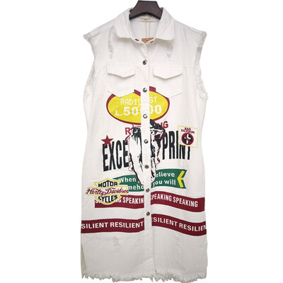 2018 New Printing Graffiti Long Cowboy Sleeveless Vest Cardigan Denim Hole Vest for Women Sale
2018 New Printing Graffiti Long Cowboy Sleeveless Vest Cardigan Denim Hole Vest for Women Sale