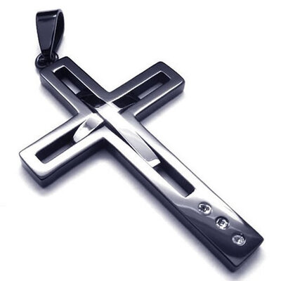 Hpolw Mens&Womens black Stainless Steel Jesus Cross Necklace white crystal Pendant,18-28 inches Chain
Hpolw Mens&Womens black Stainless Steel Jesus Cross Necklace white crystal Pendant,18-28 inches Chain