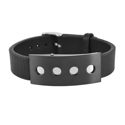 4 Little Round Holes Stainless Steel Plate Mens Genuine Leather Bracelet Watch Band Bangle
4 Little Round Holes Stainless Steel Plate Mens Genuine Leather Bracelet Watch Band Bangle