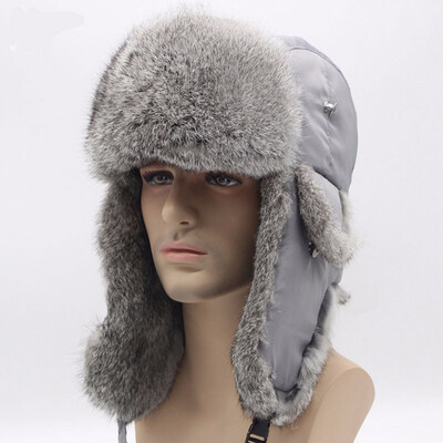 Bomber Trapper Hats Thick Winter Warm Rabbit Fur Hat Rex Snow Caps Ear Flap Caps ushanka Russian For Men
Bomber Trapper Hats Thick Winter Warm Rabbit Fur Hat Rex Snow Caps Ear Flap Caps ushanka Russian For Men