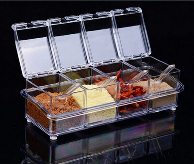 Strong sealed waterproof&moistureproof crystal four plus one spoon seasoning box
Strong sealed waterproof&moistureproof crystal four plus one spoon seasoning box