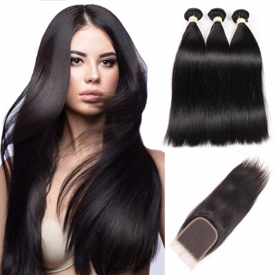 HCDIVA Brazilian Virgin Hair Straight 3 Bundles With Closure Free Middle Three Part Human Hair Bundles with Closure 4 Pcs lot
HCDIVA Brazilian Virgin Hair Straight 3 Bundles With Closure Free Middle Three Part Human Hair Bundles with Closure 4 Pcs lot