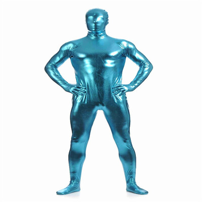 Gesikai Men Shiny Metallic Full Bodysuits Zentai Suit Adults Unisex Catsuit Fancy Halloween Costumes