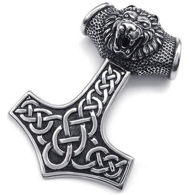 Hpolw Stainless Steel Casting Black Lion Head Thors Hammer Celtic Knot Pendant Mens Necklace18-26" Chain
Hpolw Stainless Steel Casting Black Lion Head Thors Hammer Celtic Knot Pendant Mens Necklace18-26" Chain