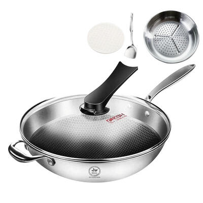 Germany Kangbach wok no oil smoke non-stick pan 304 stainless steel wok wok induction cooker universal CFC32A1-ZF with side ears 32cm 
Germany Kangbach wok no oil smoke non-stick pan 304 stainless steel wok wok induction cooker universal CFC32A1-ZF with side ears 32cm