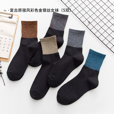 TOLORINIE 5 pairs of autumn&winter gold&silver silk fashion bubble mouth plain casual warm tube female socks black 1 dark gray 1 milk white 1 dark red 1 light gray 1 22-24
TOLORINIE 5 pairs of autumn&winter gold&silver silk fashion bubble mouth plain casual warm tube female socks black 1 dark gray 1 milk white 1 dark red 1 light gray 1 22-24