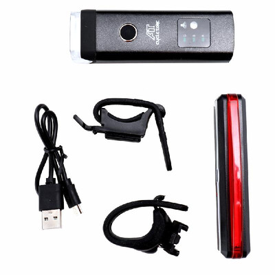 USB Rechargeable Bike Light Set of Intelligent Sensor Headlight And Red Taillight Waterproof Warning Lights for Outdoor Cycling 
USB Rechargeable Bike Light Set of Intelligent Sensor Headlight And Red Taillight Waterproof Warning Lights for Outdoor Cycling