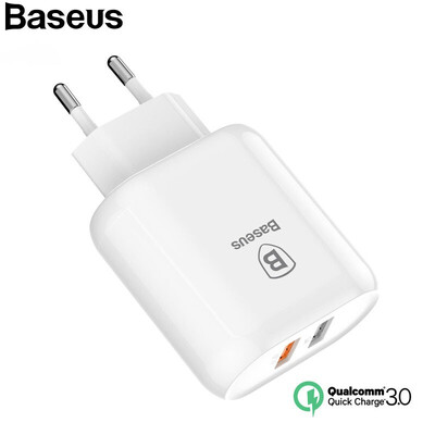 Baseus QC 30 Dual USB Charger Adapter EU Plug Travel Wall Quick Charge for iphone X 8 Samsung HuaWei
Baseus QC 30 Dual USB Charger Adapter EU Plug Travel Wall Quick Charge for iphone X 8 Samsung HuaWei