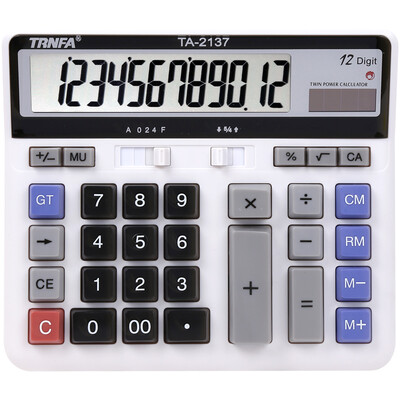 Letter TRNFA TA-1200H shaking his head big screen dual power 12-digit calculator financial office calculator
Letter TRNFA TA-1200H shaking his head big screen dual power 12-digit calculator financial office calculator