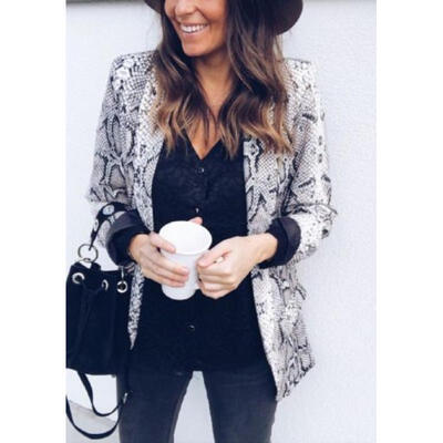 Women Snake Skin Print Blaser Coat Suit Jacket Long Sleeve OL Office Outwear Top 
Women Snake Skin Print Blaser Coat Suit Jacket Long Sleeve OL Office Outwear Top