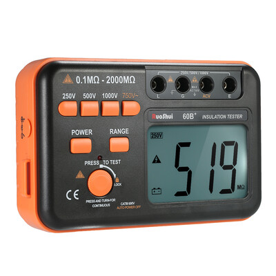 RuoShui 60B 1000V Insulation Resistance Meter Ground Tester Megohmmeter Voltmeter wLCD Backlight Display
RuoShui 60B 1000V Insulation Resistance Meter Ground Tester Megohmmeter Voltmeter wLCD Backlight Display