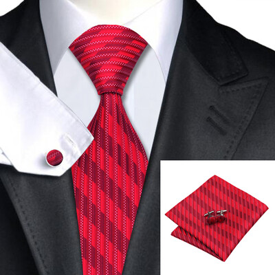 N-0420 Vogue Men Silk Tie Set Red Stripe Necktie Handkerchief Cufflinks Set Ties For Men Formal Wedding Business wholesale
N-0420 Vogue Men Silk Tie Set Red Stripe Necktie Handkerchief Cufflinks Set Ties For Men Formal Wedding Business wholesale