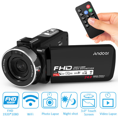 Andoer 1080P HD WiFi Digital Video Camera Camcorder DV Recorder 16X Zoom 30" LCD Touchscreen IR Night Vision with Hot Shoe Mount
Andoer 1080P HD WiFi Digital Video Camera Camcorder DV Recorder 16X Zoom 30" LCD Touchscreen IR Night Vision with Hot Shoe Mount