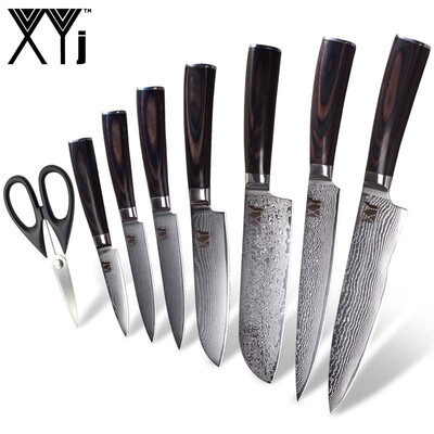 XYj Damascus Kitchen Knife 73 Layers VG10 Core Damascus Steel Knife 7 Piece&Kitchen Scissor
XYj Damascus Kitchen Knife 73 Layers VG10 Core Damascus Steel Knife 7 Piece&Kitchen Scissor