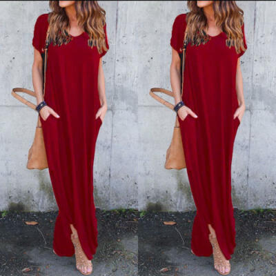 Women Oversized Summer Loose Short Sleeve Soild Casual Long Maxi Dress Plus Size
Women Oversized Summer Loose Short Sleeve Soild Casual Long Maxi Dress Plus Size