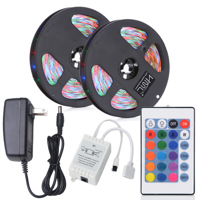 HML 2pcs x 5M 24W Waterproof RGB 2835 SMD 300 LED Strip Light with IR 24 Keys Remote Control DC Adapter EU Plug
HML 2pcs x 5M 24W Waterproof RGB 2835 SMD 300 LED Strip Light with IR 24 Keys Remote Control DC Adapter EU Plug
