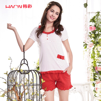 Han Choi HACAI pajamas women short sleeve modal cotton lotus leaf female home service suit red 17095
Han Choi HACAI pajamas women short sleeve modal cotton lotus leaf female home service suit red 17095
