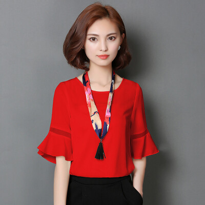 sustory Women&39s Wear 2017 spring&summer round neck collar pure color wild printing scarves in the sleeve speaker chiffon shirt female jacket SU033 red
sustory Women&39s Wear 2017 spring&summer round neck collar pure color wild printing scarves in the sleeve speaker chiffon shirt female jacket SU033 red