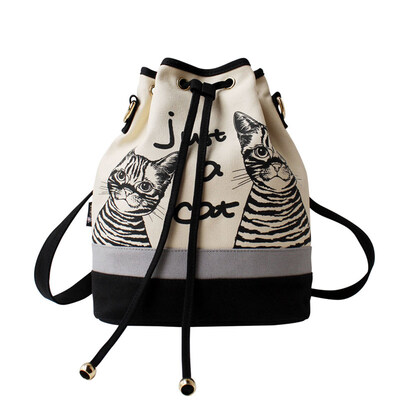 Flower princess two cat shoulder Messenger feet shoulders wave canvas bag interesting original bucket bag 1512B001 beige
Flower princess two cat shoulder Messenger feet shoulders wave canvas bag interesting original bucket bag 1512B001 beige