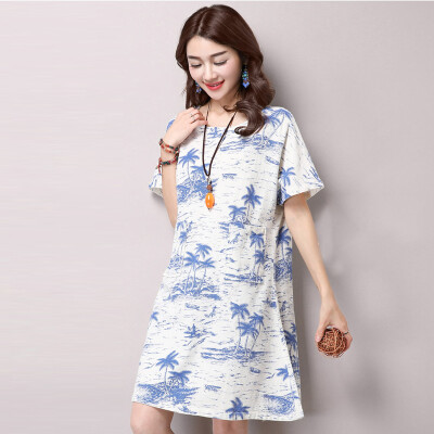 JIANZHI 2017 summer new cotton&linen printing Chinese national wind pregnant women large size short sleeve shirt dress 6036 blue flower
JIANZHI 2017 summer new cotton&linen printing Chinese national wind pregnant women large size short sleeve shirt dress 6036 blue flower