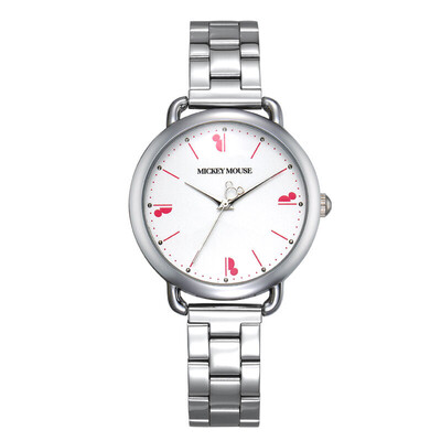 Disney watch zinc alloy case steel strap strap simple fashion dial silver white quartz watch MK-11015W1
Disney watch zinc alloy case steel strap strap simple fashion dial silver white quartz watch MK-11015W1