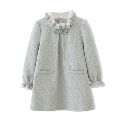 Flosse Flordeer French children's clothing girl lace stand collar bow dress F61018 green 120
Flosse Flordeer French children's clothing girl lace stand collar bow dress F61018 green 120