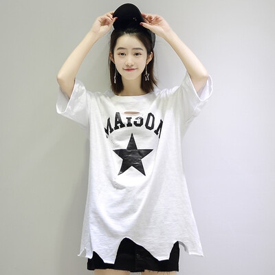 City plus CITYPLUS art casual irregular hem in the long paragraph five-pointed star print T-shirt female CWTD173452 white
City plus CITYPLUS art casual irregular hem in the long paragraph five-pointed star print T-shirt female CWTD173452 white