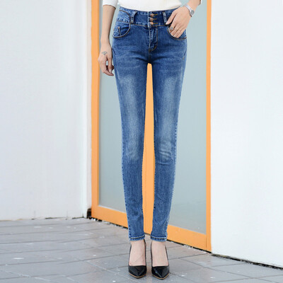 City plus CITYPLUS simple fashion high waist elastic buckle stitching Slim pencil jeans woman CWKN16T375 blue 28
City plus CITYPLUS simple fashion high waist elastic buckle stitching Slim pencil jeans woman CWKN16T375 blue 28