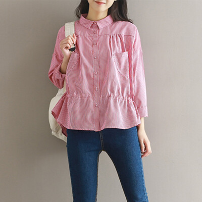 CITYPLUS Sen female art Fan Xiaoqing new pleated waist wild checkered shirt CWCS172253 red
CITYPLUS Sen female art Fan Xiaoqing new pleated waist wild checkered shirt CWCS172253 red
