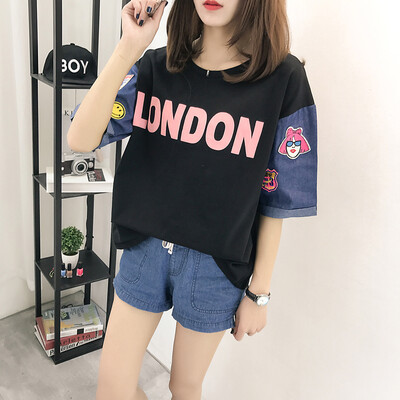 VIVAHEART fashion embroidery cowboy stitching short-sleeved T-shirt female loose half-sleeved coat tide VWTD174234 black
VIVAHEART fashion embroidery cowboy stitching short-sleeved T-shirt female loose half-sleeved coat tide VWTD174234 black