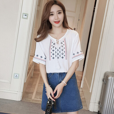 Long Yue Women&39s Arts loose T-shirt embroidered short-sleeved linen shirt underwear LWTD174218 white
Long Yue Women&39s Arts loose T-shirt embroidered short-sleeved linen shirt underwear LWTD174218 white