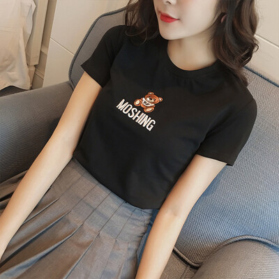 Longyue Women Korean Slim Cute Bear T-Shirt Short Sleeve T-Shirt Half-Sleeve Casual Cushion LWTD172201 Black
Longyue Women Korean Slim Cute Bear T-Shirt Short Sleeve T-Shirt Half-Sleeve Casual Cushion LWTD172201 Black
