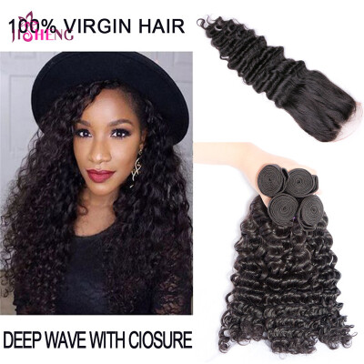 8A Deep Wave Human Hair Bundles With Closure Brazilian 4 bundles Human Hair With 4*4 Lace Closure
8A Deep Wave Human Hair Bundles With Closure Brazilian 4 bundles Human Hair With 4*4 Lace Closure