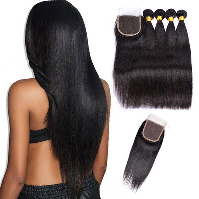 Brazilian Straight Hair Weaves 4 Bundles with Closure Free Middle 3 Part 7A Quality Double Weft Human Hair Extensions Dyeable 80g pc
Brazilian Straight Hair Weaves 4 Bundles with Closure Free Middle 3 Part 7A Quality Double Weft Human Hair Extensions Dyeable 80g pc