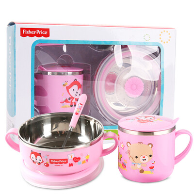 Fisher-Price children's tableware baby food supplement stainless steel baby bowl with lid single handle with a lid cup spoon suit combination 350 + 270ML pink
Fisher-Price children's tableware baby food supplement stainless steel baby bowl with lid single handle with a lid cup spoon suit combination 350 + 270ML pink