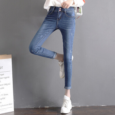 City plus CITYPLUS 2017 autumn and winter new women's art wild high waist double buckle denim trousers elastic grip pattern feet pants CWKN178468 dark blue 29
City plus CITYPLUS 2017 autumn and winter new women's art wild high waist double buckle denim trousers elastic grip pattern feet pants CWKN178468 dark blue 29