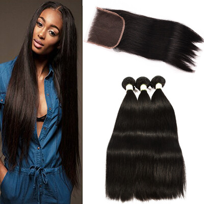 MORICHY Brazilian Virgin Straight Hair 3 Bundles with 4X4 Lace Closure 7A Unprocessed Virgin Human Hair Extensions Natural Color
MORICHY Brazilian Virgin Straight Hair 3 Bundles with 4X4 Lace Closure 7A Unprocessed Virgin Human Hair Extensions Natural Color