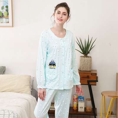 Red bean home ladies pajamas spring&summer cotton long-sleeved cartoon printed cardigan home service suit 108 blue 16588A
Red bean home ladies pajamas spring&summer cotton long-sleeved cartoon printed cardigan home service suit 108 blue 16588A